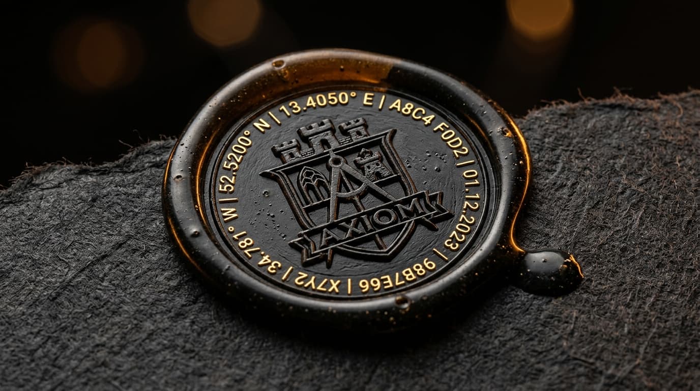 Macro photograph of the dark obsidian and translucent amber Magistrate Wax Seal