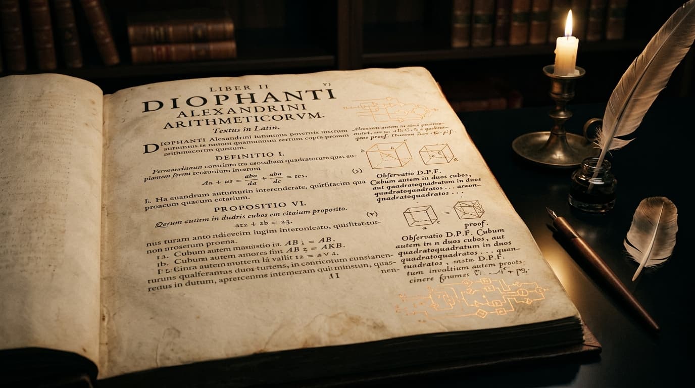 Pierre de Fermat's marginal note in Diophantus' Arithmetica (1637) illuminated with cryptographic circuits